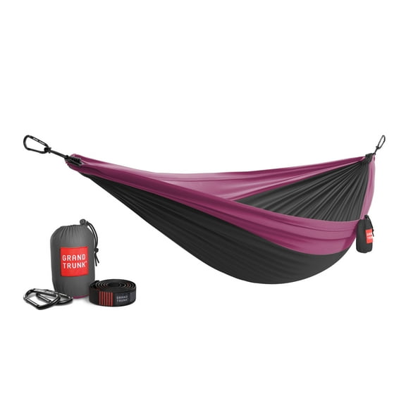 Grand Trunk Double Deluxe Hammock with Straps – Extra-Wide Parachute Nylon Hammock for Two, 10'6" x 6'6", 400 lb Capacity, Includes Tree-Friendly Straps & Carabiners