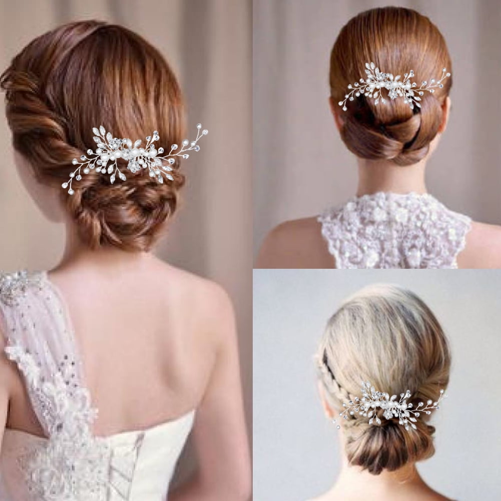 Flower Wedding Hair Pins Bridesmaid Crystal Diamante Pearls Bridal Clips Lot 