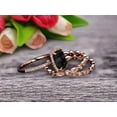 thumbnail image 2 of 3Pcs Black Diamond Moissanite 3.05 Carat Trio Ring Set Engagement Ring On Solid 10k Rose Gold Full Eternity Ring Art Deco Milgrain Promise Ring, 2 of 5