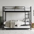 thumbnail image 3 of Gzxs Twin over Twin Size Metal Bunk Bed with Pull-Out Trundle Bed, Noise Free, Easy Assembly, Black, 3 of 8