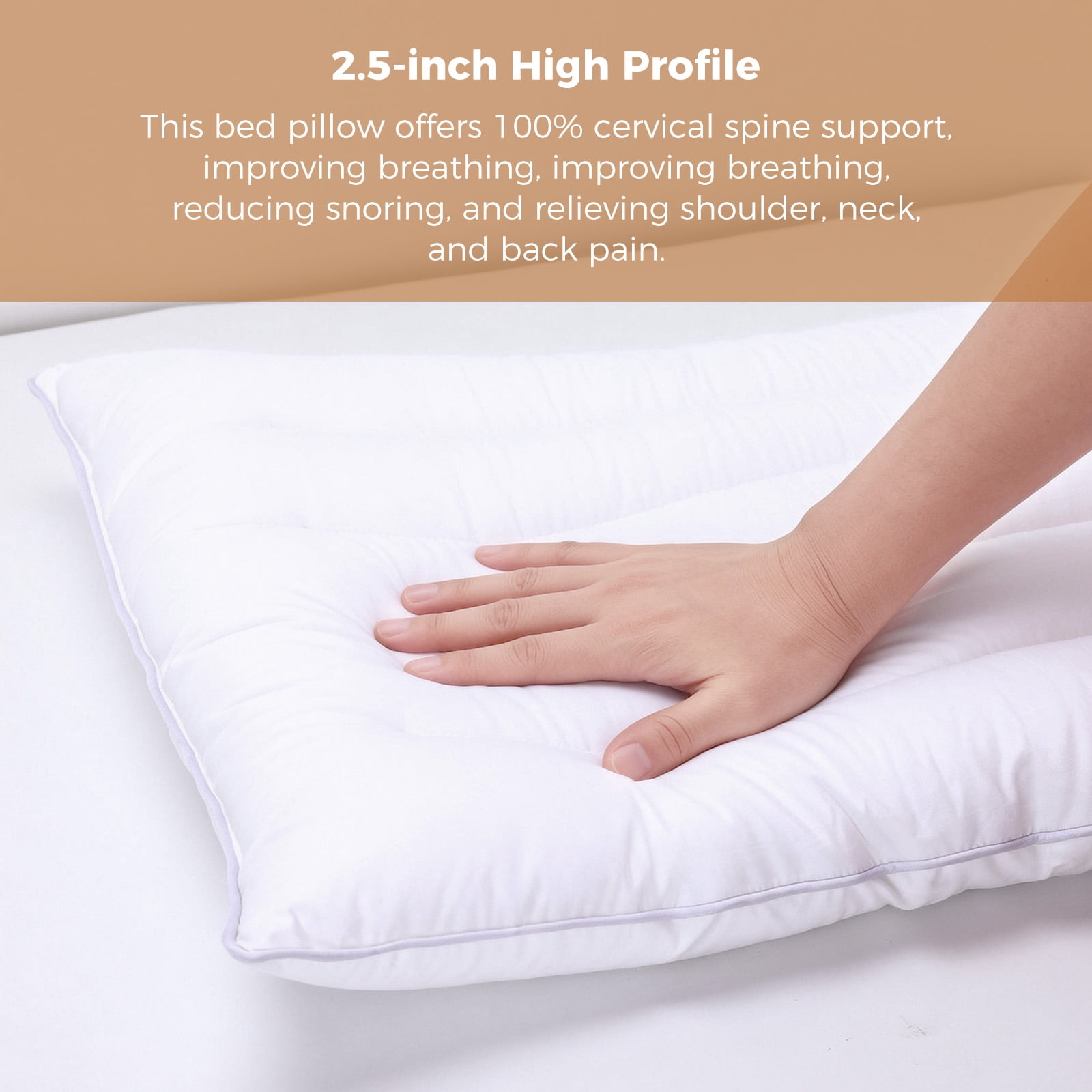 Ultra Flat Pillows for Sleeping Thin, 7D High Support 2.5 inch Height Ultra Thin Pillows,Slim Bed Pillows for Stomach Sleeper,Standard Size -18x26 in