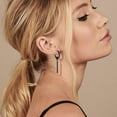thumbnail image 3 of FOCALOOK Black Hoop Earrings for Women Drop Dangle Long Vertical Bar Earrings, 3 of 10