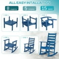 thumbnail image 4 of FODINGHILL Outdoor Rocking Chair Set of 2,HDPE All Weather Patio Rocker for Porch,Garden,Balcony,Blue, 4 of 9