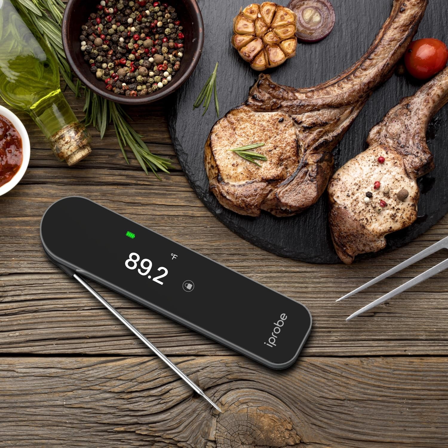 0.5 Sec  Read Digital Meat Thermometer with ±0.5 ° F Accuracy, IP67 Waterproof, Rechargeable Food Thermometer, Motion-Sensing Auto-Flip TFT Screen for Cooking, Kitchen, Oven, Grill, Candy, BBQ