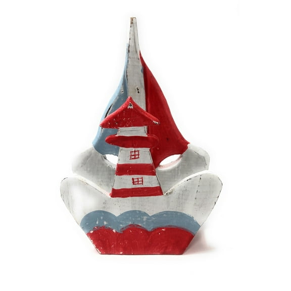 Napkins/Letter Holder 8" Lighthouse - Red Nautical Decor | #Ort1702920r