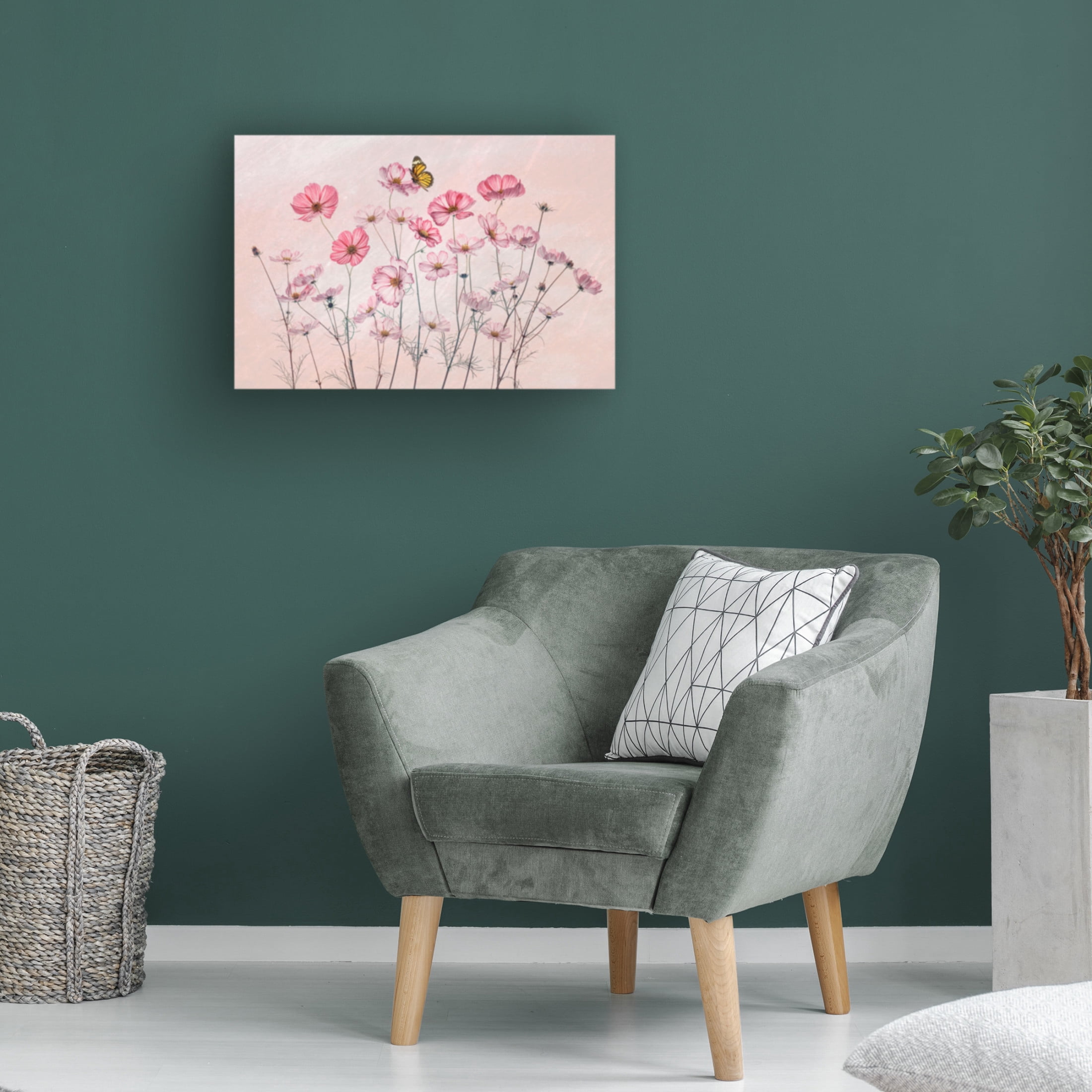 Canvas Wall Art - Lydia Jacobs 'Cosmos And Butterfly' Wall Art for Living Room, Bedroom, or Office Décor by Trademark Fine Art - 24 x 16 Inches