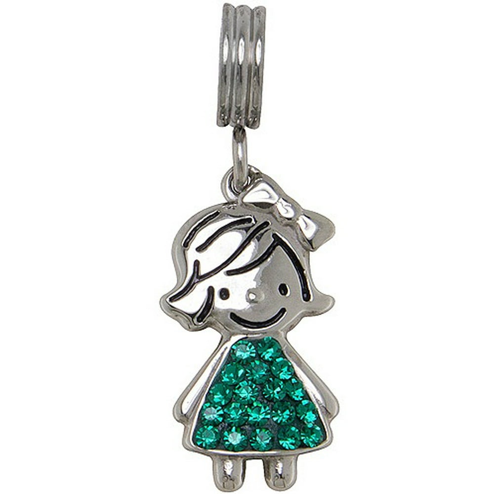 Connections from Hallmark StainlessSteel Crystal Birthstone Girl Charm
