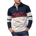 thumbnail image 2 of Zysthvn Long Sleeve Mens Shirts Casual Summer Golf Polo T-Shirts for Men Turn Down Collar Color Block Vintage Comfy Button Tops, 2 of 5