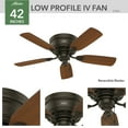 thumbnail image 3 of Hunter - Low Profile Indoor Low Profile Ceiling Fan, 42-inch, New Bronze, Traditional-style, 3-speed WhisperWind Motor, 51061, for living rooms, bedrooms, home offices, kitchens, 3 of 10