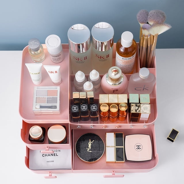 Caja de almacenamiento de cosméticos, caja for el hogar, escritorio, a prueba de polvo, gran capacidad, tocador, estante de almacenamiento for productos de cuidado de la piel