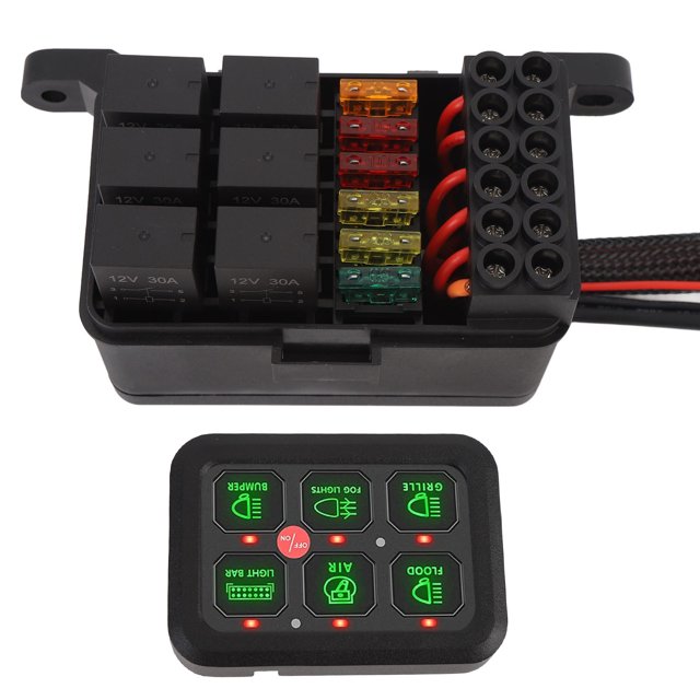 Panel De Interruptores De 12 V Y 6 Bandas, Caja De Control De Circuito De Barra De Luz LED Con Carcasa De Aluminio Regulable, Plug And Play, 50 Etiquetas Adhesivas Para Apariencia