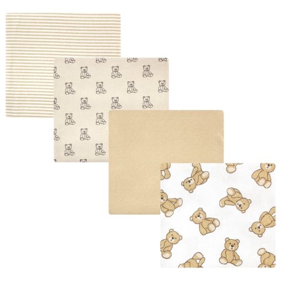 Hudson Baby Unisex Baby Cotton Poly Flannel Receiving Blankets, Teddy Bears, One Size
