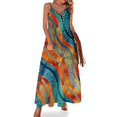 thumbnail image 1 of Vestido largo con estampado étnico africano, estilo abstracto, estilo bohemio, con tirantes, talla grande 3XL y 4XL, 1 of 7