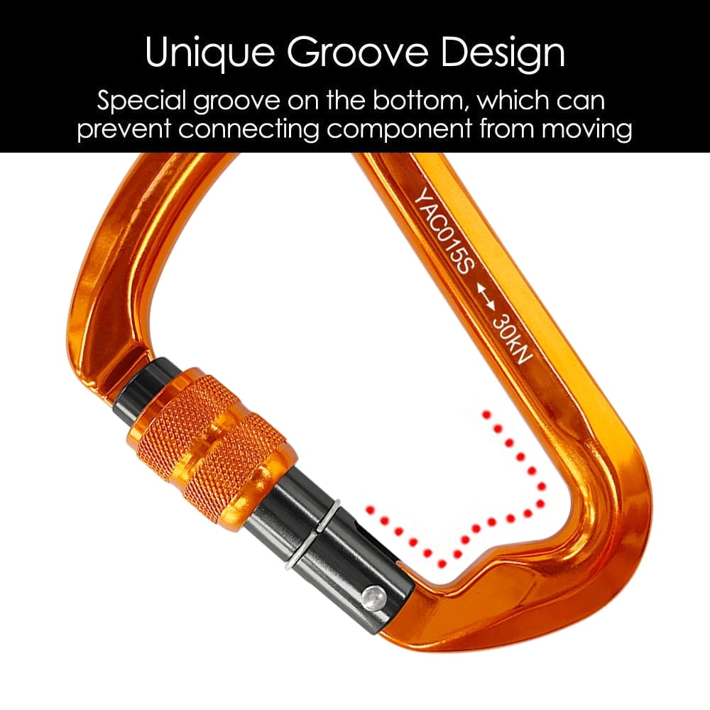 ASTRAEA 3Pack Screwgate Locking Carabiner D Shape Hook, 30KN Aluminum Alloy Outdoor Sport Tools for Climbing Caving, Orange