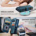 thumbnail image 4 of CaseMe Case for Google Pixel 11 Pro XL Wallet Case for Women Men, Fashion Durable PU Leather Magnetic Flip Lanyard Strap Wristlet 10-Card Holder Zipper Wallet Phone Case,Blue, 4 of 8