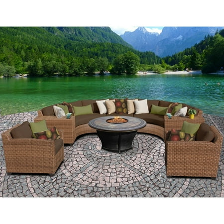 Tk Classics Laa 8 Piece Curved Wicker Patio Conversation Set With Tk Classics Laa 8 Piece Curved Wicker Patio Conversation Set With Tempe Firepit Table Com