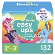 Pampers Easy Ups Training Pants, Girls, Size 4 2T-3T, 132 ct