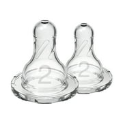 Dr. Brown's Natural Flow Level 2 Narrow Baby Bottle Nipple, Medium Flow, 3m+, 100% Silicone, 2-Pack
