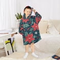 thumbnail image 6 of FORMRS Wearable Blanket Hoodie with Sleeves for Kids Cozy Flannel Sweatshirt, Red Christmas Leaves, 6 of 7