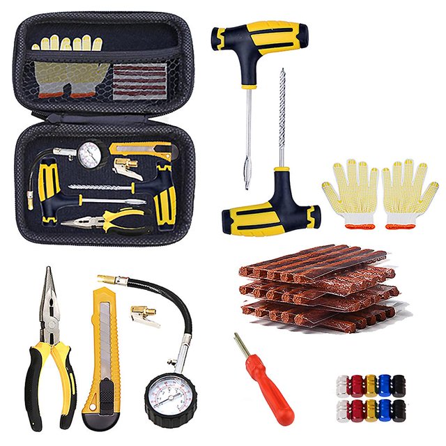 Kit de Réparation de Pneu de Voiture Outils de Bouchon de Crevaison Urgence de Crevaison pour Bandes de Pneu Colle de Remuage Kit d'Outils de Réparation Accessoires de Voiture
