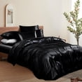 thumbnail image 2 of Black Duvet Cover Set King Size - Satin Fitted Sheet & Pillowcases, Cooling & Silky Comforter Cover Set, 2 of 4