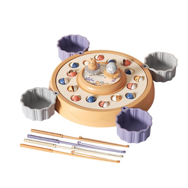 Juego de pesca giratorio, juego de mesa, interactivo, colorido, juguete de pesca eléctrico con música, juego de roles como regalo para niños de naranja