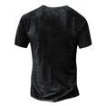 thumbnail image 3 of LRGSHF Mens Distressed Henley Shirts Short Sleeve V‑Neck Button Placket Pullover Retro Washed Casual Western Summer Streetwear Tops Black L, 3 of 3