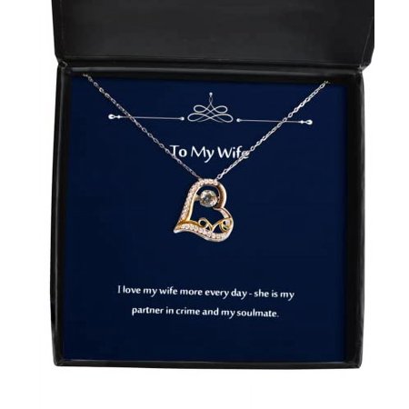 amangny Inappropriate Wife Gifts, I Love My Wife More Every Day - she is My Partner in, Best Holiday Love Dancing Necklace from Wife, Love Gift, Dancing Gift, Necklace Gift