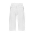 thumbnail image 4 of Huankd Bermuda Shorts For Women Linen Shorts Knee Length Elastic Waist Long Shorts Casual Summer Shorts Petite Capri Pants Dressy Beach Comfy Pull On Shorts With Pockets White M, 4 of 8