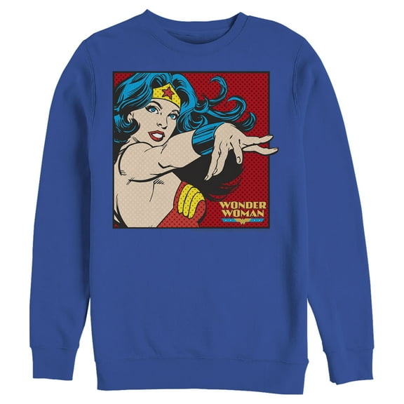 Men's Justice League Retro Pop Art Portrait Sweatshirt Royal Blue 3X Large