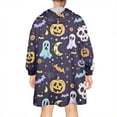 thumbnail image 2 of Wearable Oversized Blanket,Colorful Halloween Pattern Wearable Blanket Hoodie for Adults,Cozy Hooded Blankets with Super Pockets,Super Warm Fuzzy Pullover for Women & Men, 2 of 6