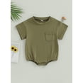 thumbnail image 2 of Cenuakty Baby Boys Girls Summer Romper Short Sleeve Round Neck Solid Color Chest Pocket Bodysuit Playsuit, 2 of 9