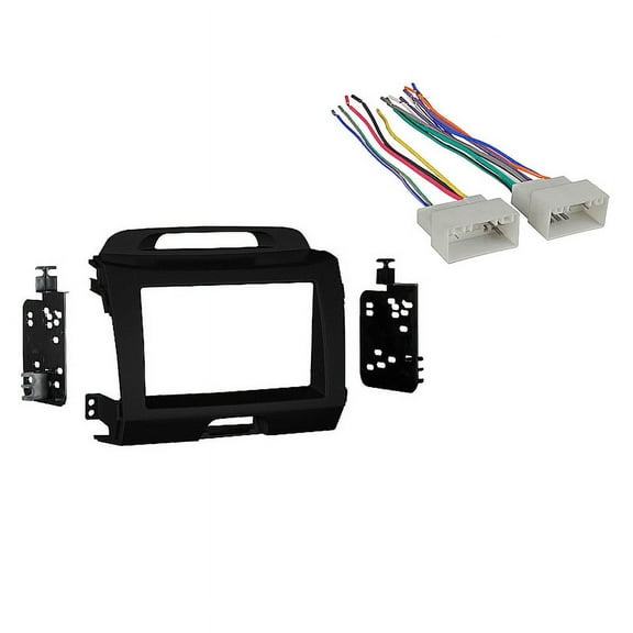 Fits Kia Sportage 11-14 Double DIN Harness Radio Install Kit - Charcoal Dash