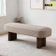 thumbnail image 2 of GZXS Modern Upholstered Dining Bench in Khaki Boucle, 60" Long Cushioned Seat, Ideal for Dining Area or Living Space, 2 of 8