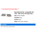 thumbnail image 2 of Rear Brake Pad Set - Compatible with 1999 - 2007 Ford E-350 Super Duty 2000 2001 2002 2003 2004 2005 2006, 2 of 2