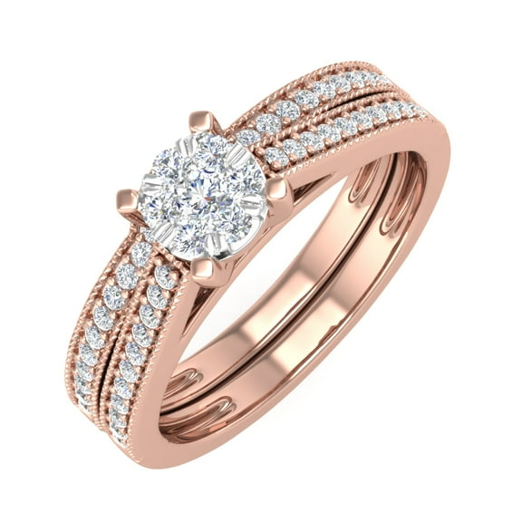 0.40 Carat Diamond Bridal Ring Set in 10K Rose Gold (Ring Size 5)