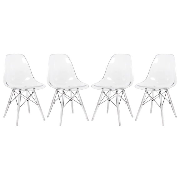 LeisureMod  Dover Acrylic Transparent Dining Chair (Set of 4) Clear