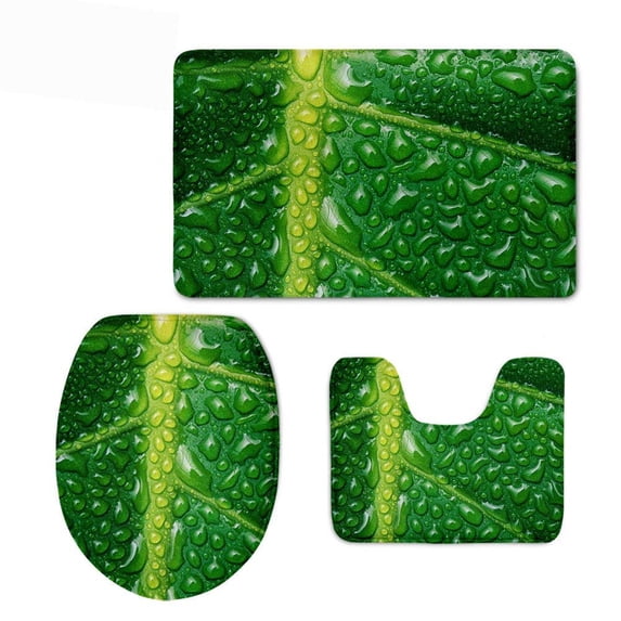 GOHAO Jinse-floral703 3 Piece Bathroom Rugs Set Bath Rug Contour Mat and Toilet Lid Cover