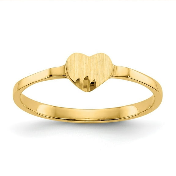 Auriga Fine Jewelry 10K Yellow Gold Heart Signet Ring Size 4 Valentine's Day Gift for Women