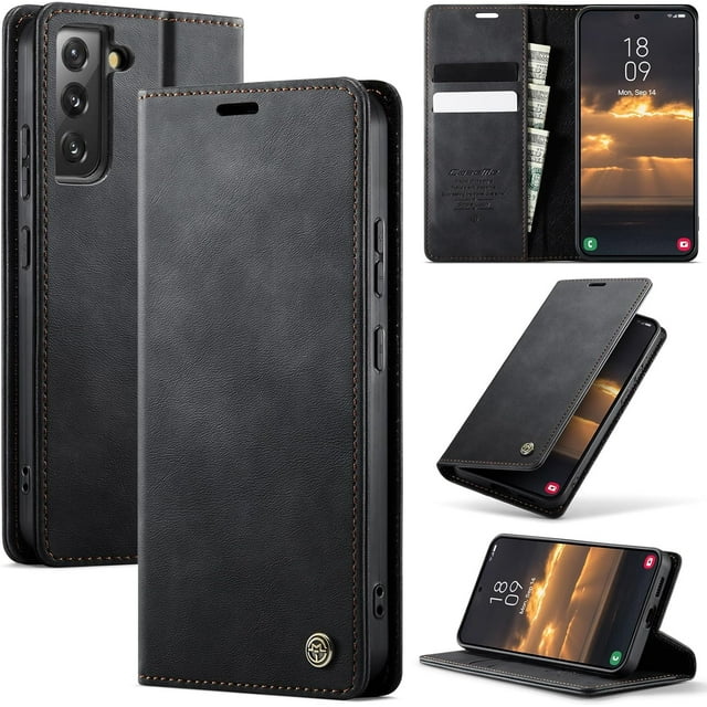 Funda tipo cartera para Samsung Galaxy S22 Plus, de piel, con tarjetero, función atril, cierre magnético y protección RFID de TPU a prueba de golpes, compatible con el S22 Plus