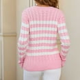 thumbnail image 4 of GaThRRgYP Autumn Winter Turtleneck Sweater Women,Women Striped Patchwork Knitted Sweater with Long Sleeved Round Neck Sweater Top Pink M, 4 of 5