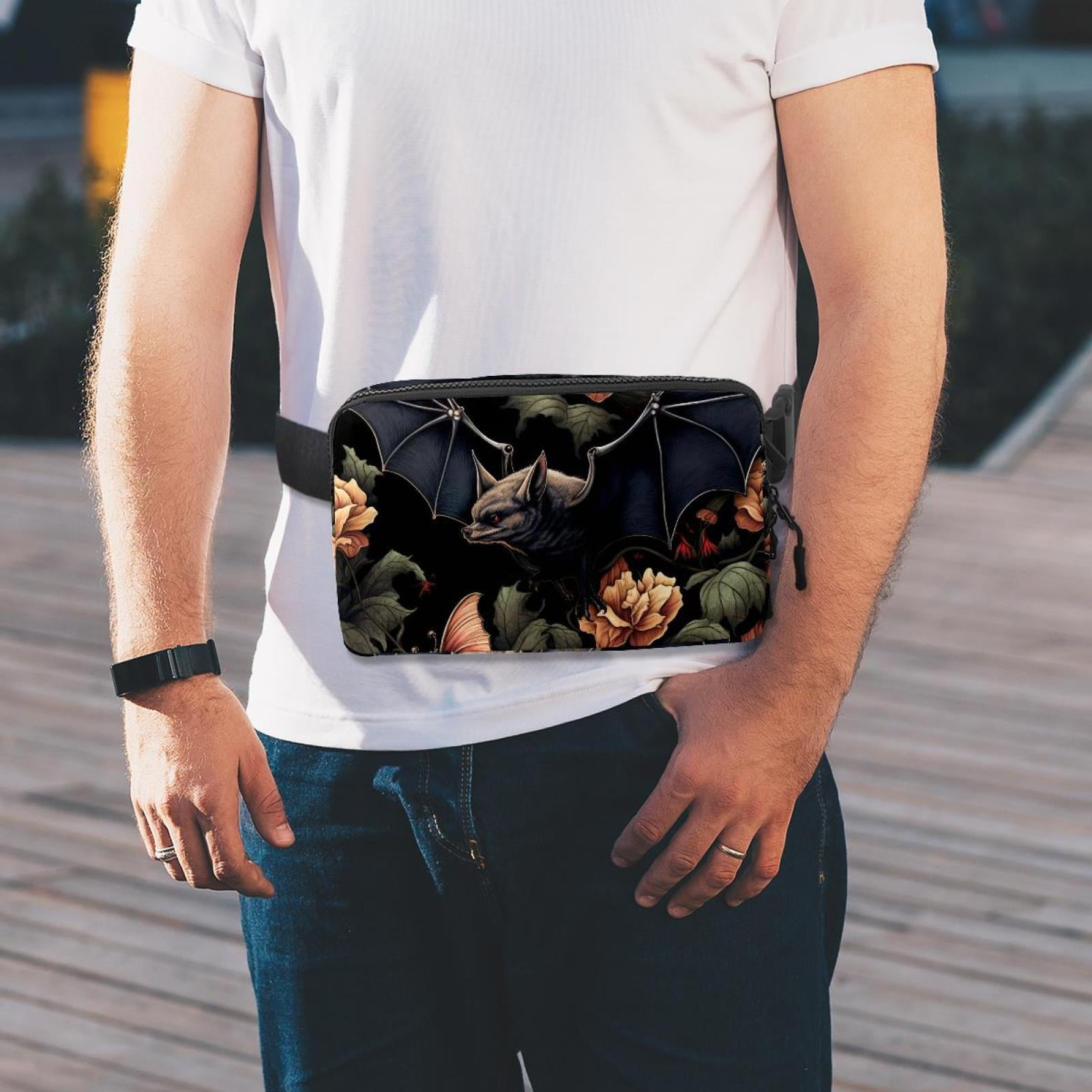 Bats Lightweight Adjustable Crossbody Bag with Extension Strap - Unisex Fanny Pack, Money Belt, Waist Bag
