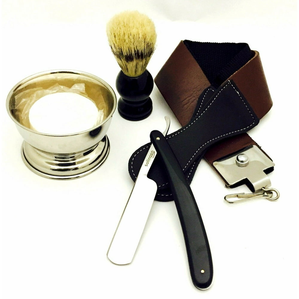 5 PC STRAIGHT RAZOR SHAVING GIFT SET FOR CHRISTMAS WITH TRAVELING BAG