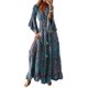 thumbnail image 3 of Vestido De Mujer Bohemio vestido largo botón dama Maxi vestido estampado manga acampanada traje de playa Cgtredaw Azul S para Mujer, 3 of 6