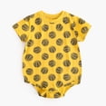thumbnail image 4 of Baby Girls Clothes 12 to 18 Months Short Sleeve Baseball Football Basketball Prints Bodysuit Casual Crewneck Breathable Cotton Rompers Pullover Tops T11-Yellow 12-18 Months, 4 of 6
