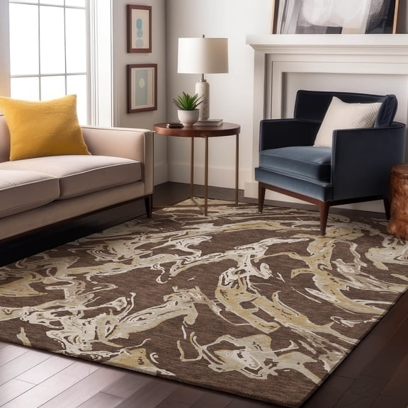 Addison Rugs Mayfield Premium Machine Washable Transitional Abstract Brown Rectangle Rug, 9' x 12'