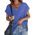 thumbnail image 5 of Turilly Summer Women Solid Color V Neck Pocket Sleeveless Casual Tee Tops Tank Blue S, 5 of 7
