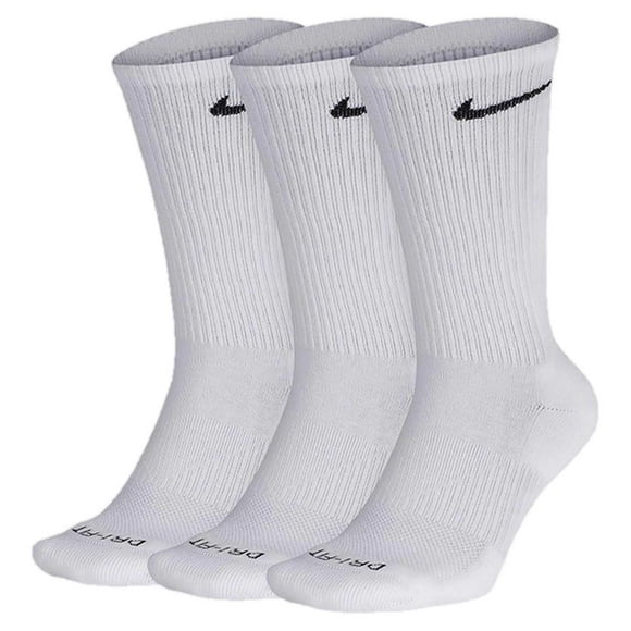 Nike Everyday Plus Chaussettes Mi-Mollet Coussinées (3 Paires) (Blanc, Grand)
