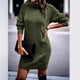 thumbnail image 5 of Suéter de cuello alto y manga larga de color puro para mujer, vestido de otoño e invierno, 5 of 6