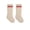 Khaki + Red Stripes, variant on LYMAYTER 0-8Y Infant Toddler Unisex Knee-High Socks Thin Cotton Double-Stripe Solid Color Breathable Soft 1 Pair